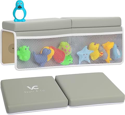Extra Thick Bath Kneeler and Elbow Rest Pad with Storage and Toys