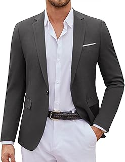 Men's Casual Blazer with One Button, Lightweight Sport Coat