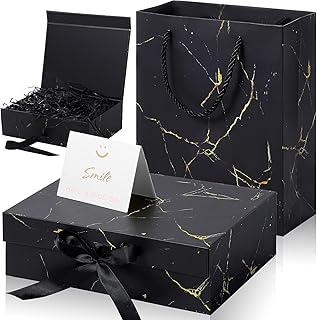 Gift Box with Lid, Ribbon, Card, and Tissue Paper