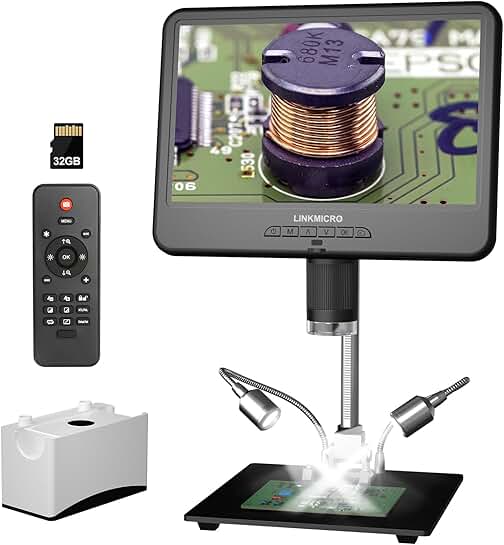 10.1-inch LCD Coin Microscope with Lights and Stand