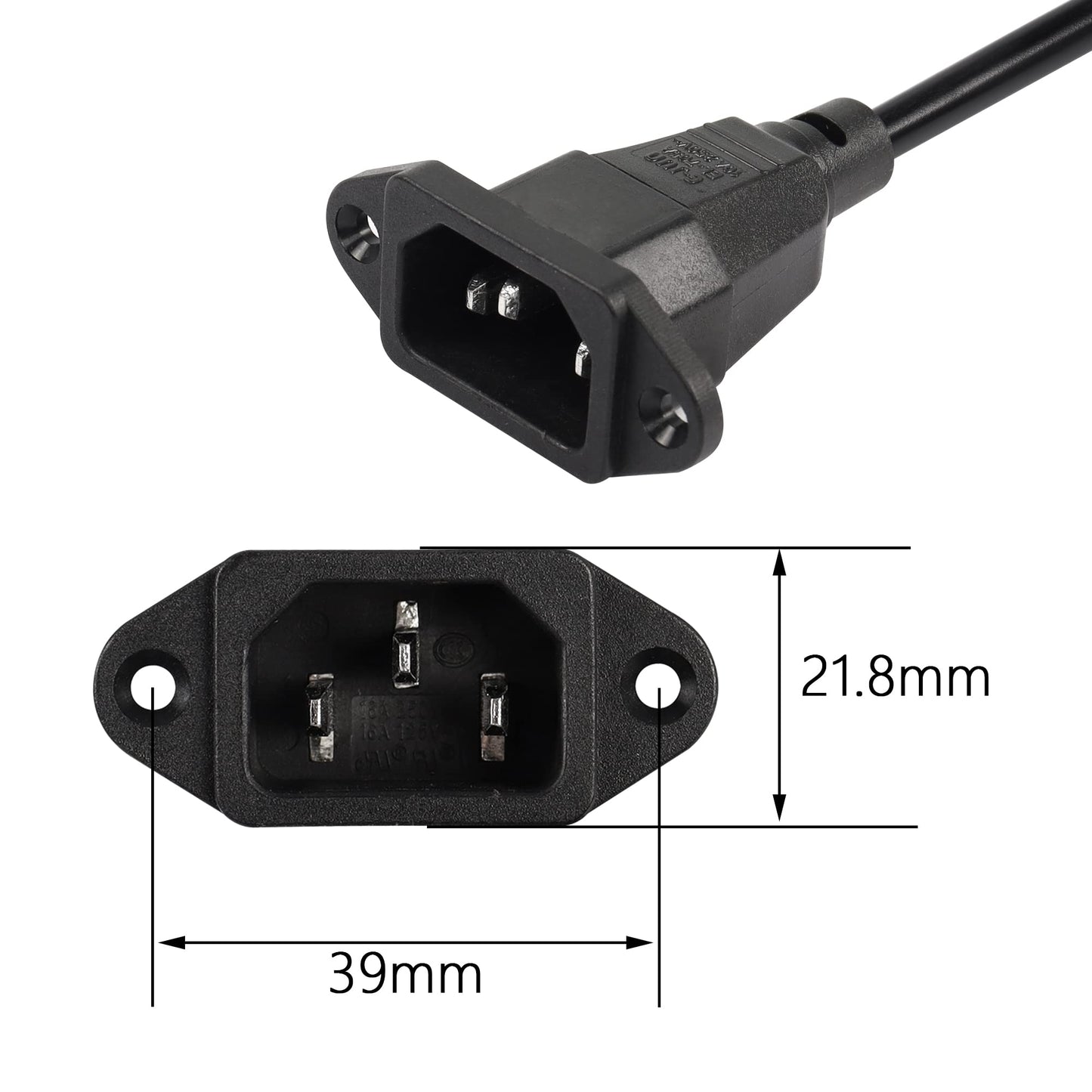 0.3m Up Angle C13 to C14 Panel Mount Power Cable, 90 Degree IEC 320 C13 Female to C14 Male PDU Power Supply Extension Cord for Monitors,Computers,Etc(Uc13m-c14)