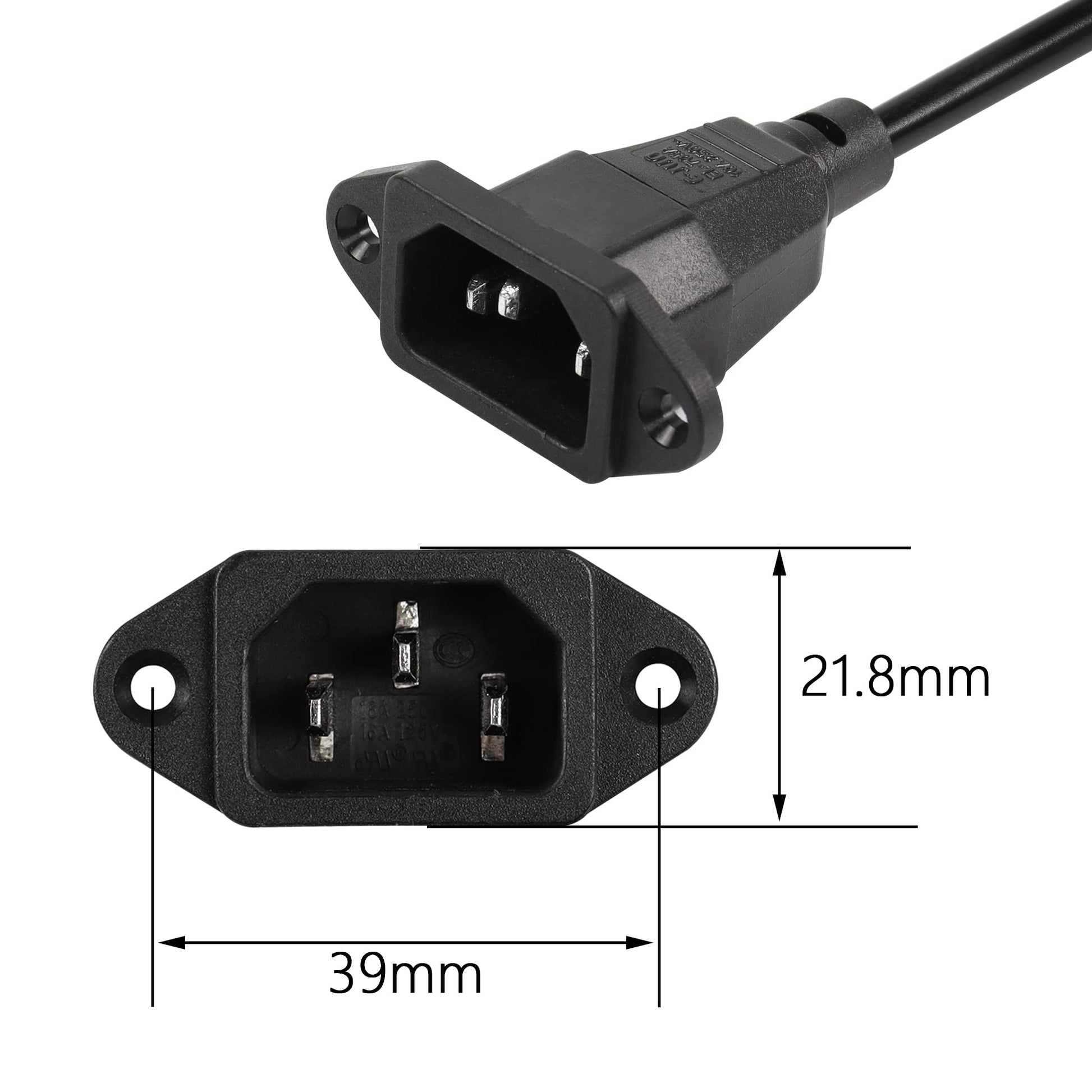 0.3m Up Angle C13 to C14 Panel Mount Power Cable, 90 Degree IEC 320 C13 Female to C14 Male PDU Power Supply Extension Cord for Monitors,Computers,Etc(Uc13m-c14)