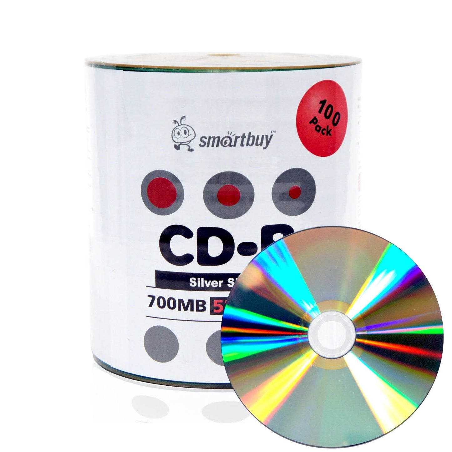 Shiny Silver Top CD-R 100-Pack 700mb 52x Blank Recordable Discs, 100 Disc, 100pk