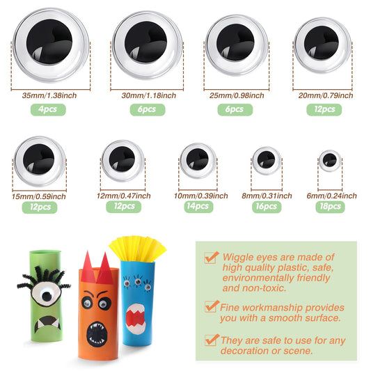 100pcs Self-Adhesive White Googly Wiggle Stickers