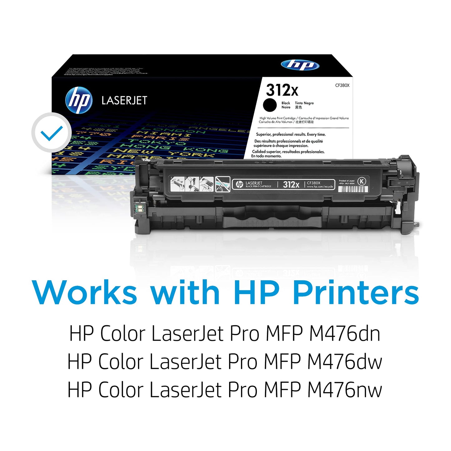 Original 312X Black High-yield Toner Cartridge | Works with Color LaserJet Pro MFP M476 Series | CF380X