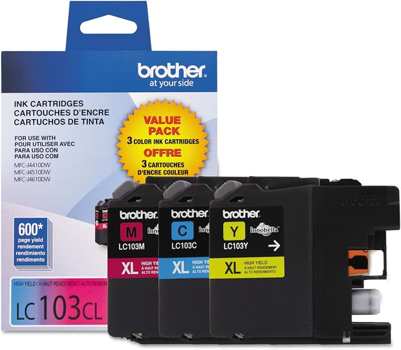 High-Yield Ink Cartridge Set, Cyan Magenta Yellow, 3 Pack
