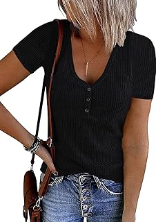 Women’s Summer Ribbed Knit T-Shirt Top