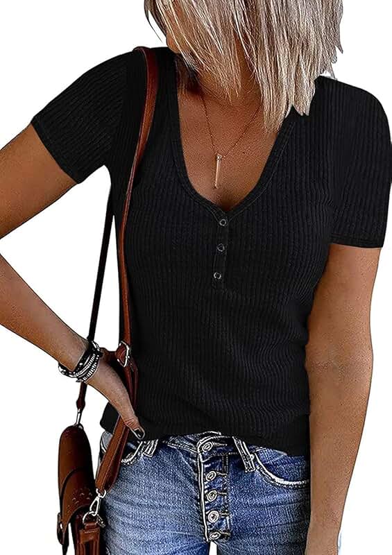 Women’s Summer Ribbed Knit T-Shirt Top