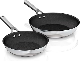 Non-Stick Stainless Steel Fry Pan Set, 8 & 10 Inch