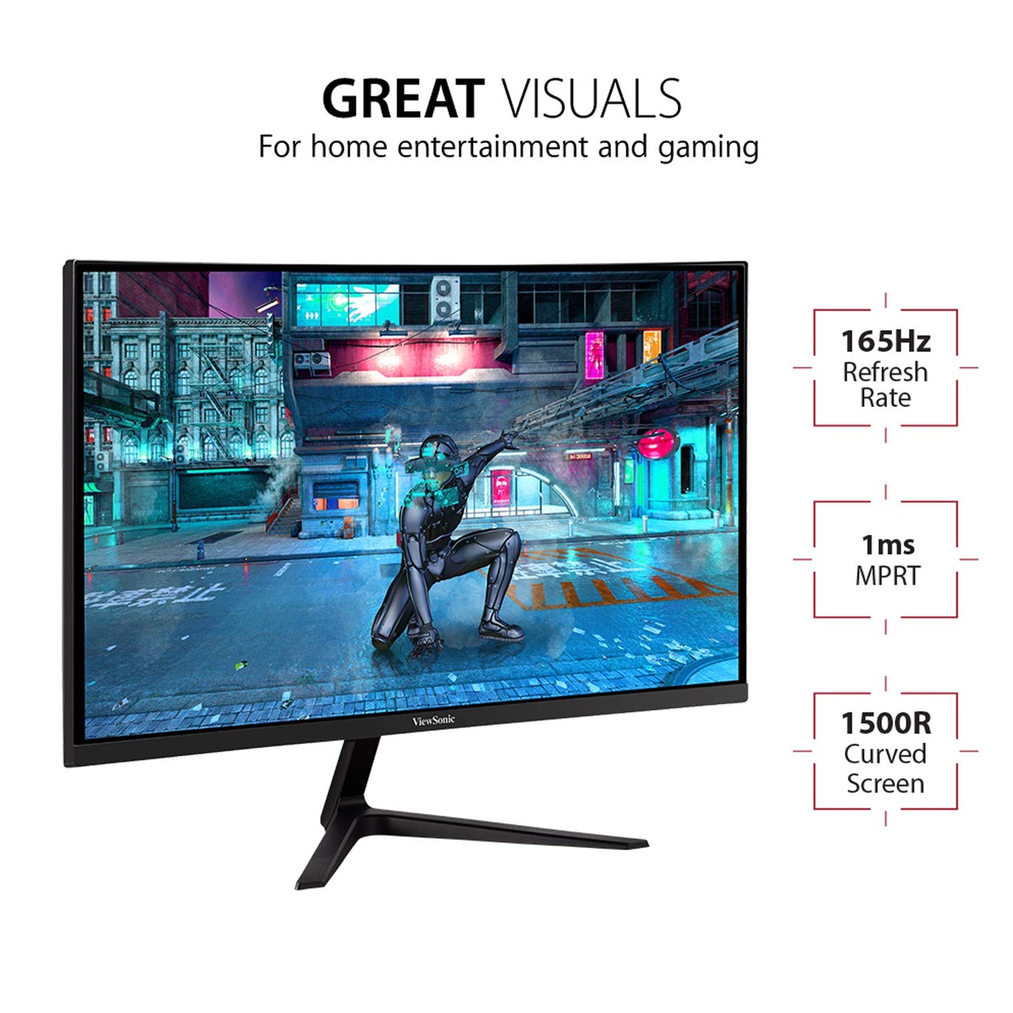 OMNI VX2718-2KPC-MHD 27 Inch Curved 1440p 1ms 165Hz Gaming Monitor with Adaptive Sync, Eye Care, HDMI and Display Port