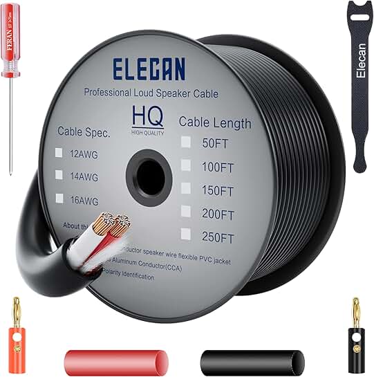 14/2 Outdoor Speaker Wire, 100 ft, Black