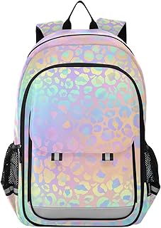 Pink Leopard Rainbow Gradient School Backpack