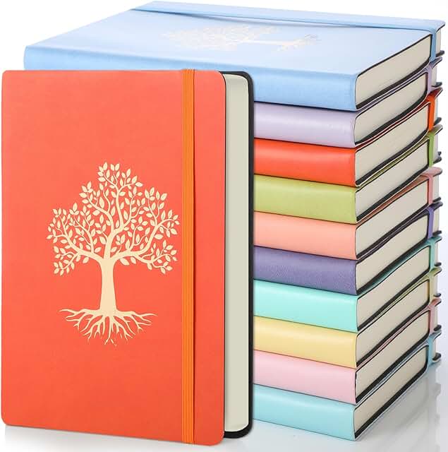 Set of 10 A5 Leather Hardcover Journals with 200 Pages