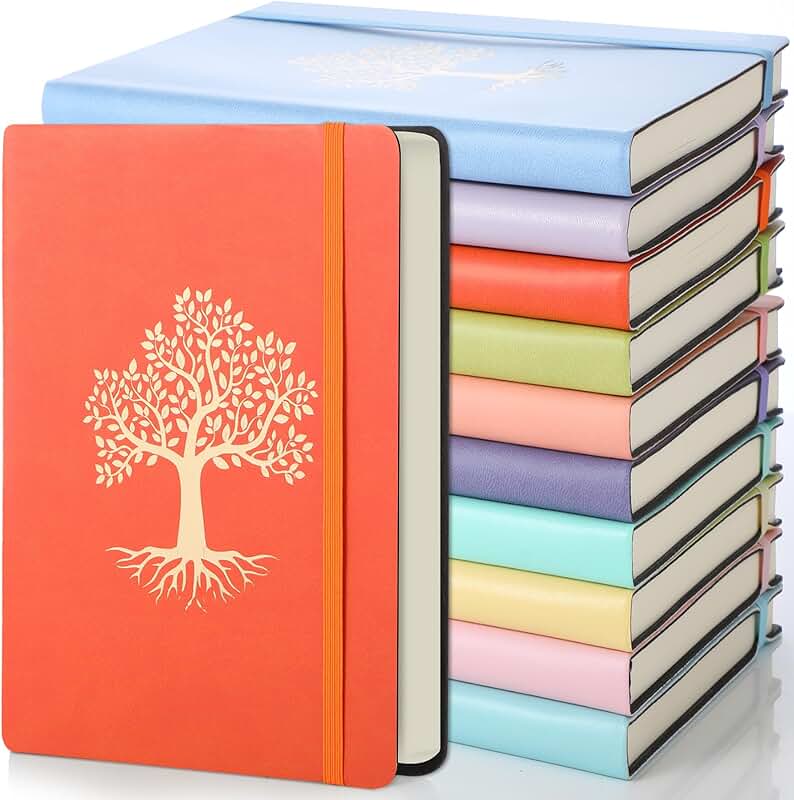 Set of 10 A5 Leather Hardcover Journals with 200 Pages