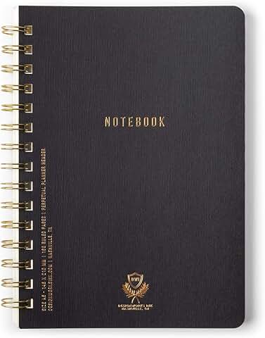 Black Textured Spiral Notebook with 160 Lined Pages