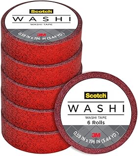Red glitter washi tape, 6 rolls, .59 in x 196 in