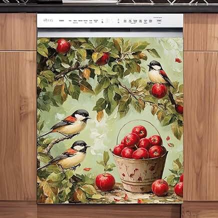 Apple Tree and Bird Dishwasher Magnet Cover