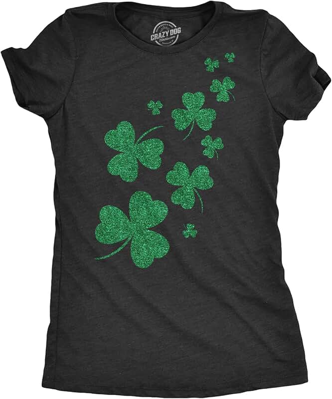 Women's St. Patrick's Day Glitter Shamrock T-Shirt