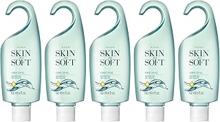 Five bottles of Skin So Soft Original Shower Gel with Jojoba Oil