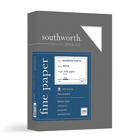 Diamond White 25% Cotton Business Paper, 8.5 x 11, 500 sheets
