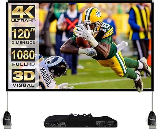 120-Inch Foldable Outdoor Projector Screen with Stand