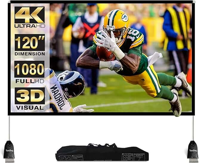 120-Inch Foldable Outdoor Projector Screen with Stand