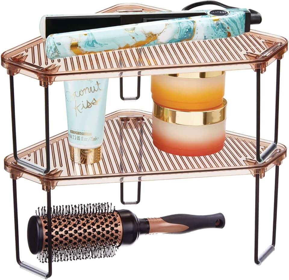 Stackable Plastic and Steel Corner Storage Racks, 2 Pack