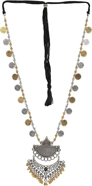 Afghani Antique Silver Necklace and Earrings Set for Women