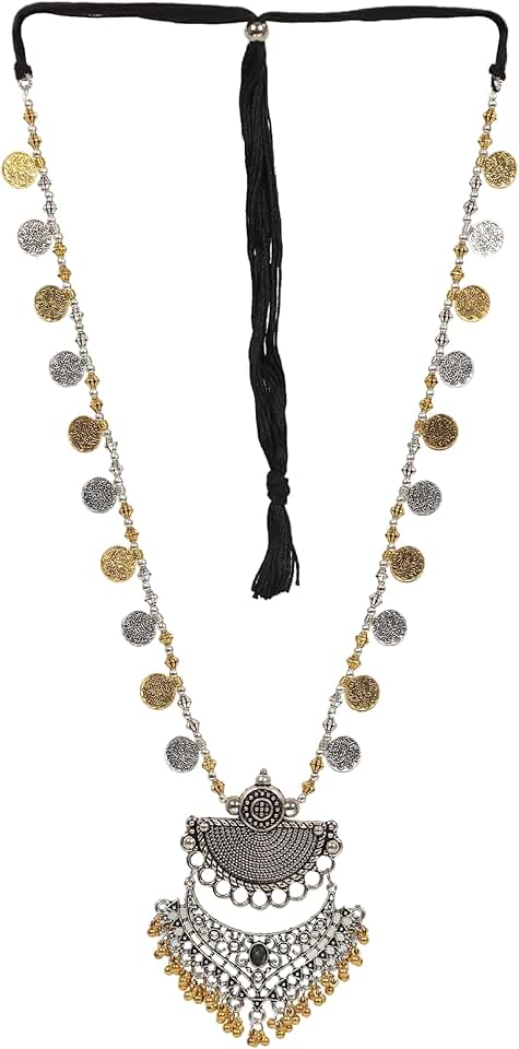 Afghani Antique Silver Necklace and Earrings Set for Women