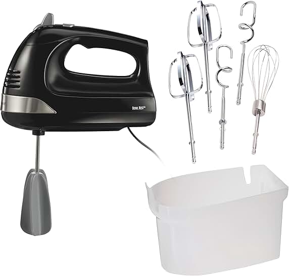 6-Speed Electric Hand Mixer with Whisk and Dough Hooks