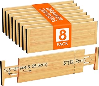 8 Pack 5" Deep Bamboo Drawer Dividers for Clothes
