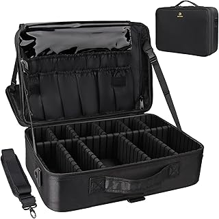 Large 3-Layer Makeup Organizer with Adjustable Strap