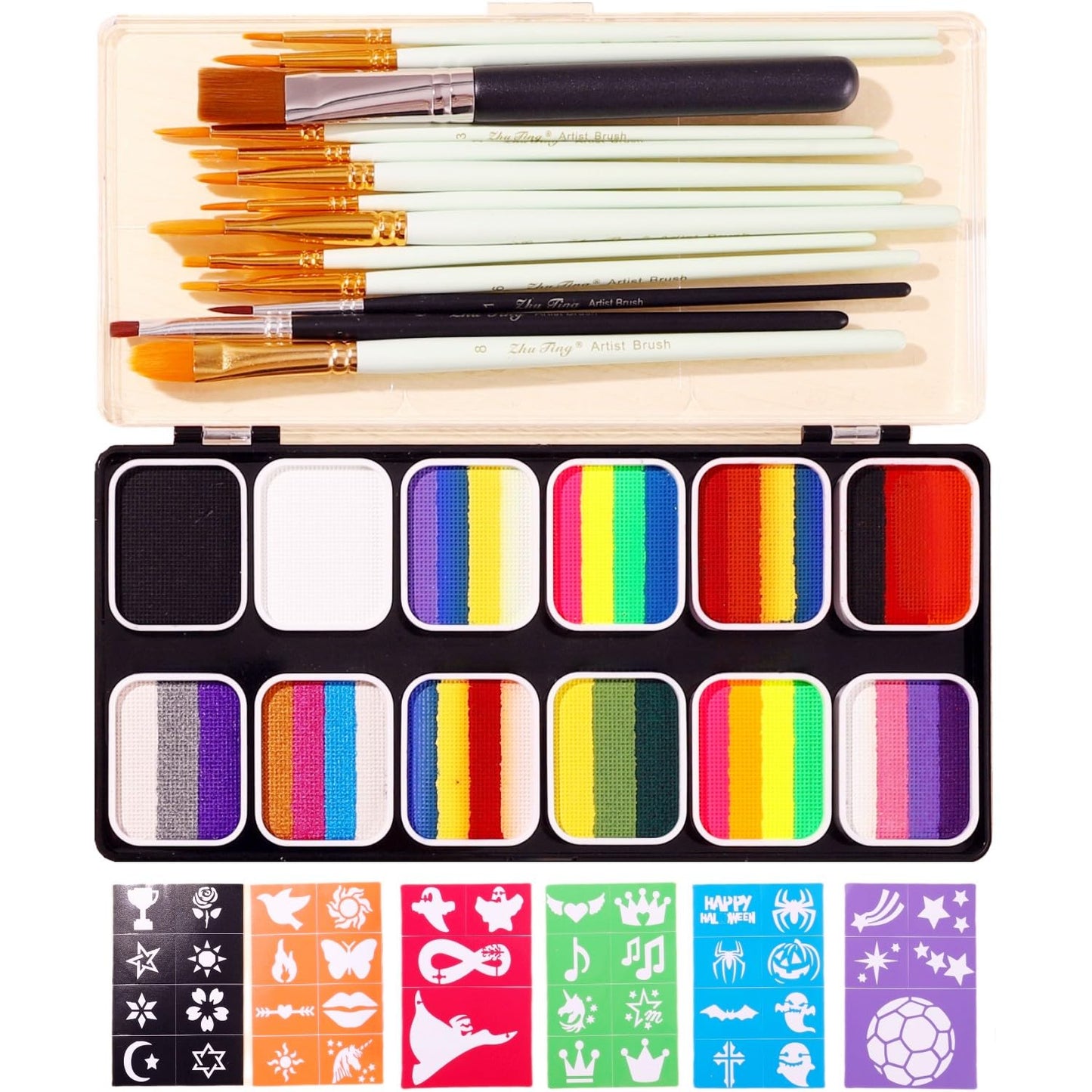 Rainbow Palette: 39 Shades Water Activated Face Painting Kit