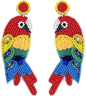 Colorful Beaded Parrot Post Earrings