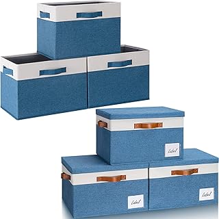 Large Fabric Storage Bins with Handles and Lid