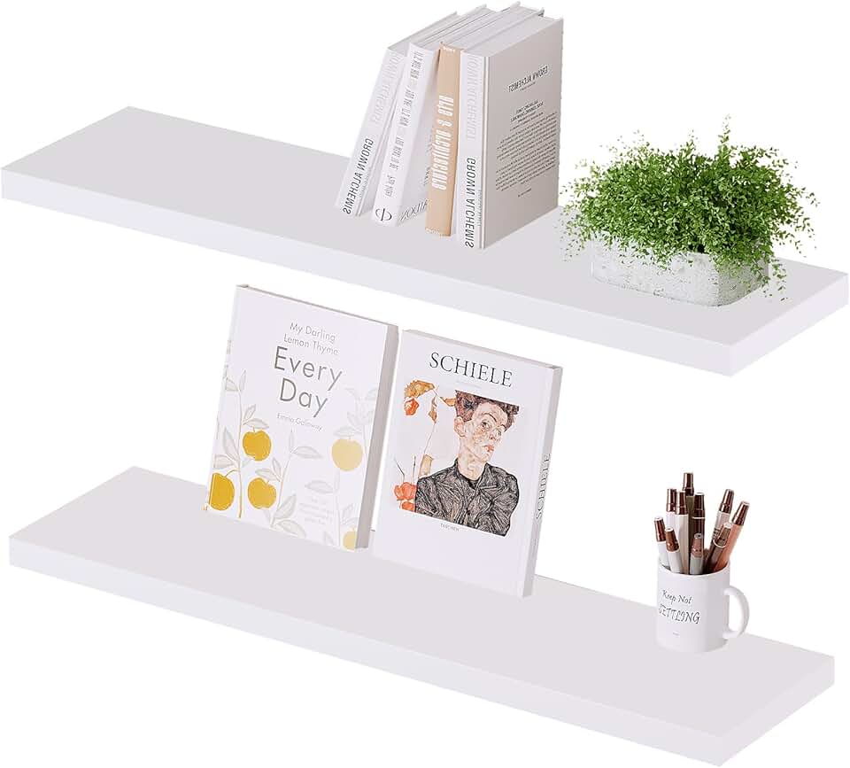 Set of 2 Wall-Mounted Floating Shelves for Home Storage