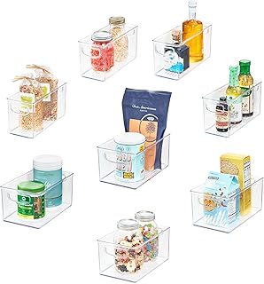 Stackable Pantry Bins with Handles, 8 Pack