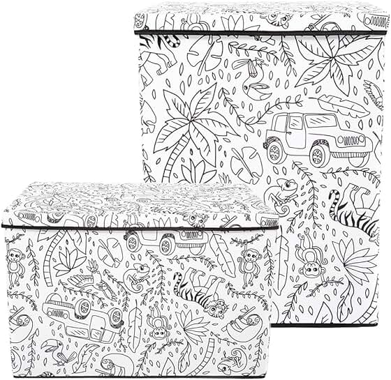 Kids' Jungle Coloring Bin with Washable Markers