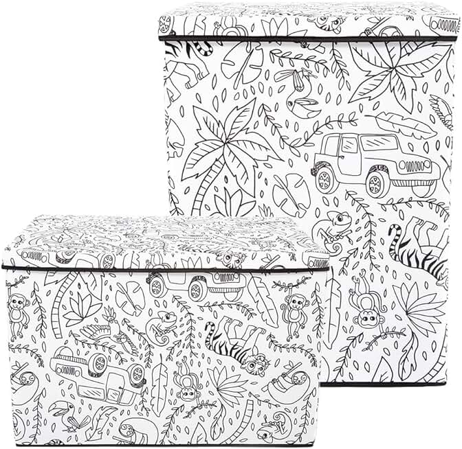 Kids' Jungle Coloring Bin with Washable Markers