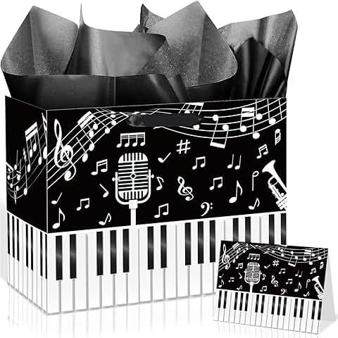Music Notes Gift Bag with Card and Tissue