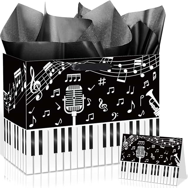 Music Notes Gift Bag with Card and Tissue