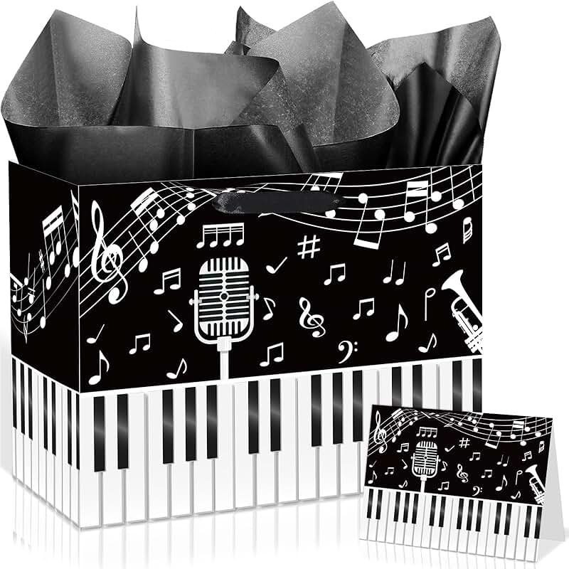 Music Notes Gift Bag with Card and Tissue