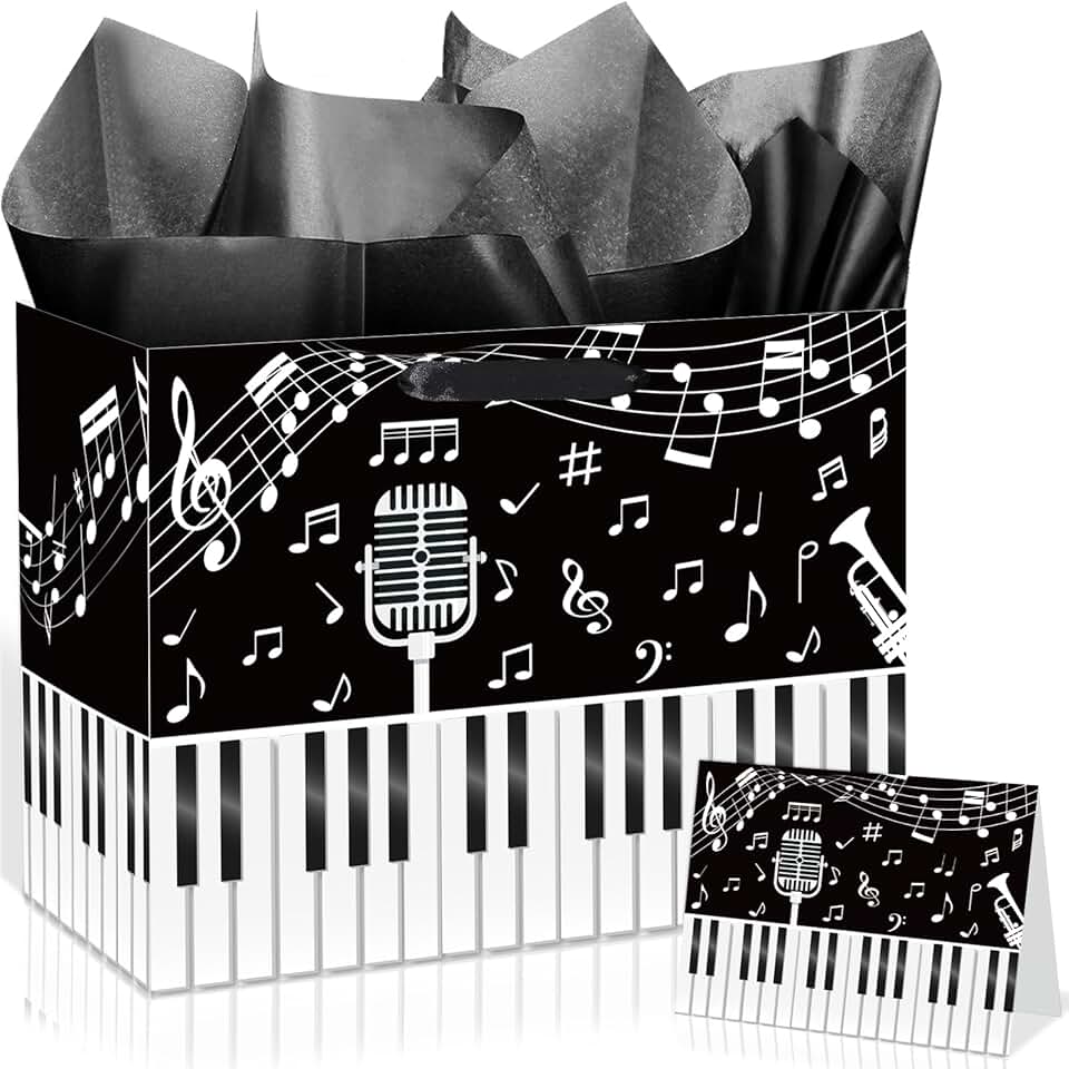 Music Notes Gift Bag with Card and Tissue