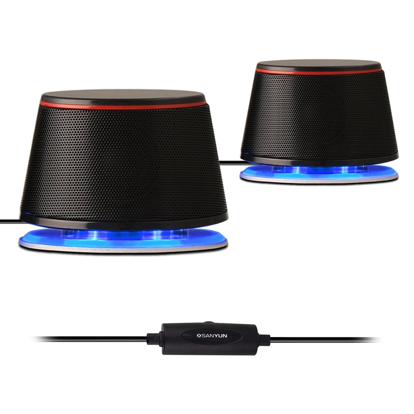 SW102 Computer Speakers, 5Wx2, Deep Bass in Small Body, Stereo 2.0 USB Powered 3.5mm Aux Multimedia Speakers, Built-in Bottom Bass Radiators, PC Laptop Desktop Speakers, Black