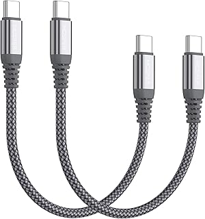 USB C to USB C 60W Nylon Braided Charging Cable (2 Pack)
