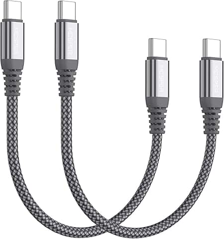 USB C to USB C 60W Nylon Braided Charging Cable (2 Pack)