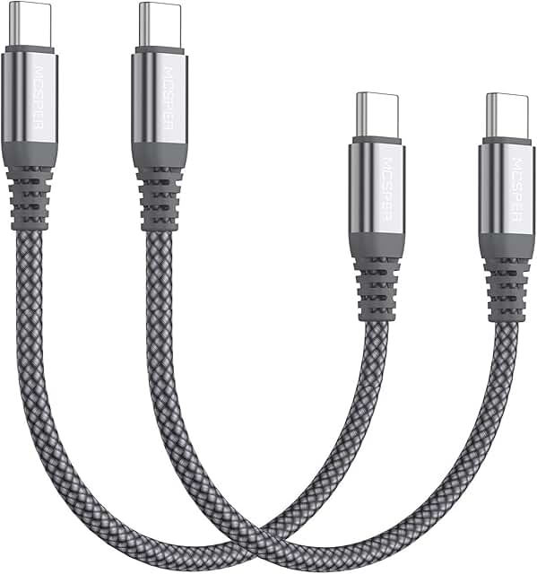 USB C to USB C 60W Nylon Braided Charging Cable (2 Pack)