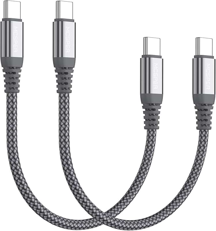 USB C to USB C 60W Nylon Braided Charging Cable (2 Pack)