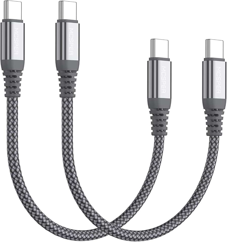 USB C to USB C 60W Nylon Braided Charging Cable (2 Pack)
