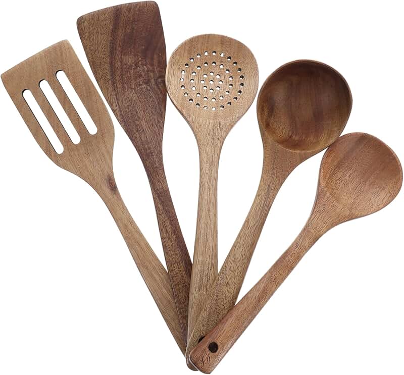 Wooden Cooking Utensils Set with Soup Spoon and Spatula